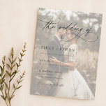 Papier Boho Rustic Script Photo Budget Faire-part de mari<br><div class="desc">Ce Faire-part de mariage Boho Rustic Script Photo Budget présente une calligraphie de script de balayage jumelée au serif classique et à la police sans caractère moderne dans un ton noir intemporel. Le recto de l'invitation comporte une photo romantique du couple, et le verso complète celle-ci par une deuxième photo....</div>
