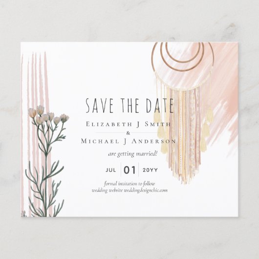 Papier Boho Save the Date Thème attrape-rêves (Devant)