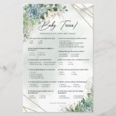 Papier Boho succulent eucalyptus cadre or Baby trivia (Devant)