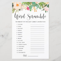Boho Succulents Bébé Mot Scramble Douche Jeu