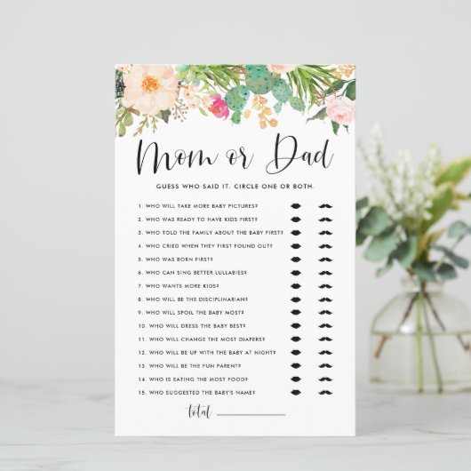 Papier Boho Succulents Devinez Qui Maman ou Papa Jeu de d (Debout devant)