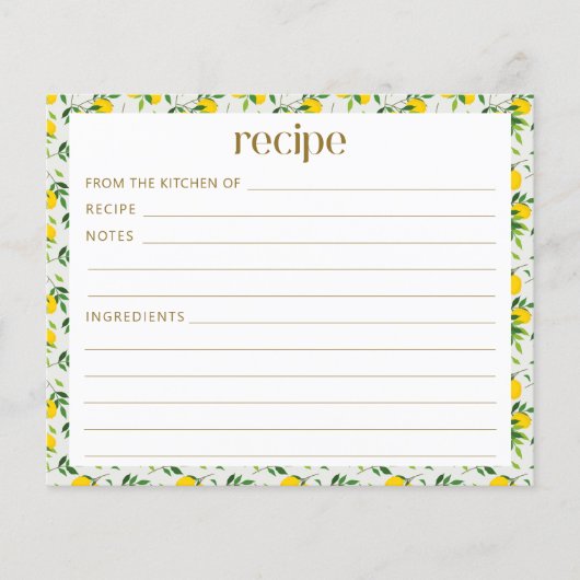 Papier Boho Summer Lemon Fruit Fête des mariées Recette (Devant)