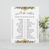 Papier Boho Sunflower Deux côtés Bingo Fêtes des mariées (Debout devant)