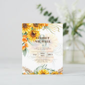 Papier Boho Sunflowers Mariage rustique Inviter Double Cô (Debout devant)