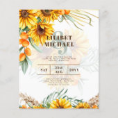 Papier Boho Sunflowers Mariage rustique Inviter Double Cô (Devant)