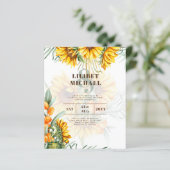 Papier Boho Sunflowers Mariage rustique Inviter Double Cô (Debout devant)