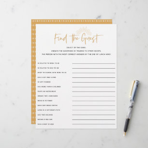 Papier Boho Sunshine Baby shower Invité Jeu