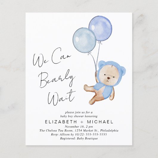 Papier Boho Teddy Bear Baby Boy Couples Douche Invitation (Devant)
