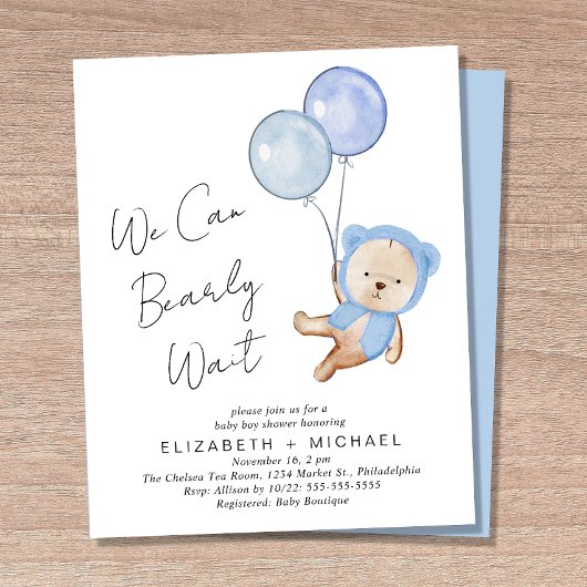 Papier Boho Teddy Bear Baby Boy Couples Douche Invitation