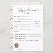 Papier Boho Teddy Bear Baby shower Prédictions Conseils (Devant / Derrière)
