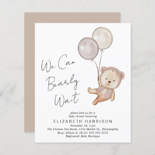 Papier Boho Teddy Bear Balloons Baby shower Invitation
