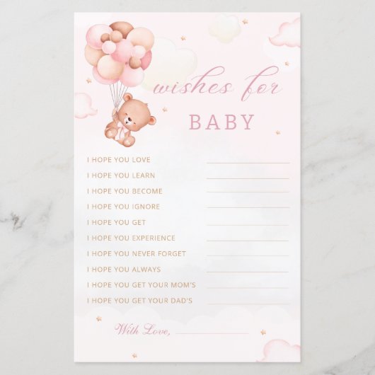 Papier Boho Teddy Bear Wings for Baby shower Advice Card (Devant)