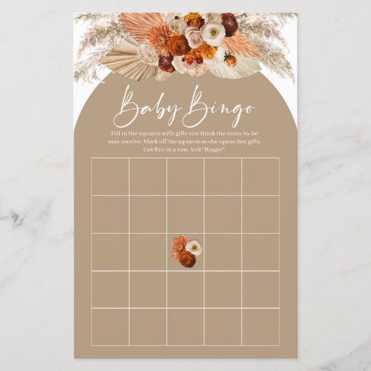 Papier Boho terracotta brûlé orange cuivre Bingo Jeu (Devant)