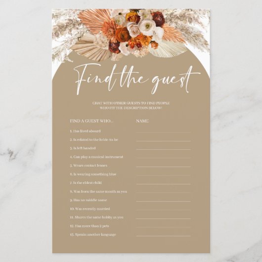 Papier Boho terracotta pampas en cuivre trouver le jeu d' (Devant)