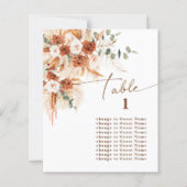 Papier Boho Terracotta Rose Pampas Table 1 Seating Plan (Devant)