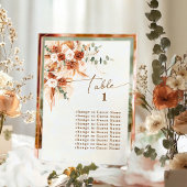 Papier Boho Terracotta Rose Pampas Table 1 Seating Plan