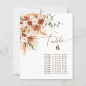 Papier Boho Terracotta Rose Table 6 Seating Plan Card  (Dos)