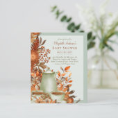 Papier Boho Terracotta Sage Tea Party Baby Fête des marié (Debout devant)