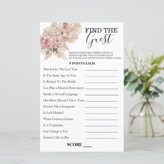 Papier Boho Thème Trouver Le Jeu D'Invités (Debout devant)