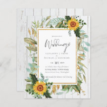 Boho Tournesols verdure Aquarelle BUDGET Mariage