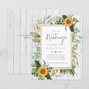 Papier Boho Tournesols verdure Aquarelle BUDGET Mariage