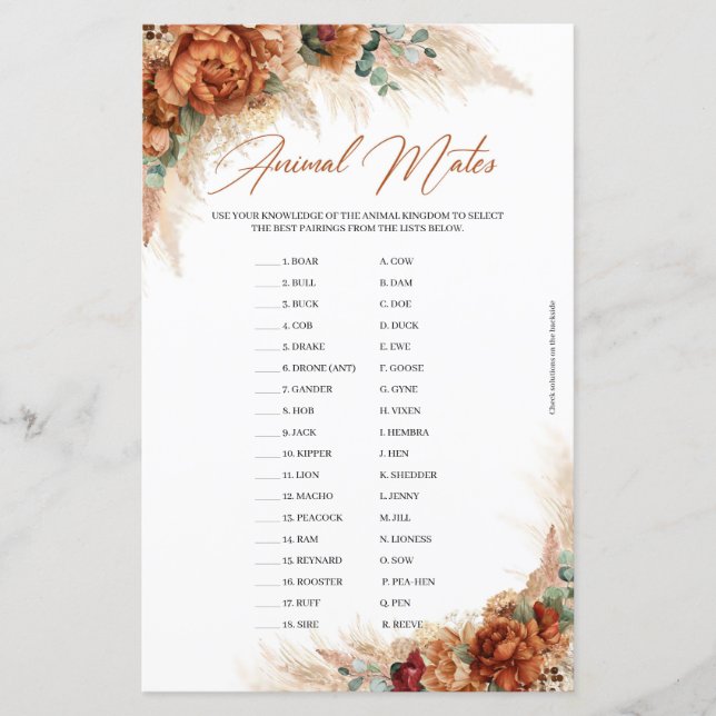 Papier Boho tropical terre cuite verdure Animal Mates (Devant)