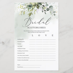 Papier Boho verdure feuillage nuptiale Scattergories jeu