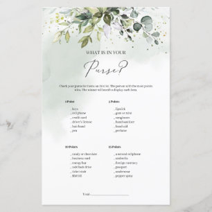 Papier Boho verdure feuillage What's In Your Purse game