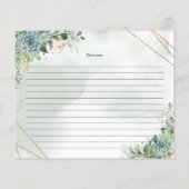 Papier Boho verdure succulents eucalyptus or recette (Dos)