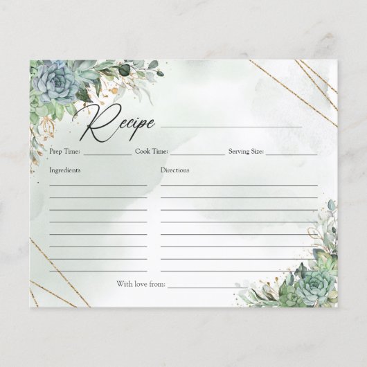 Papier Boho verdure succulents eucalyptus or recette (Devant)