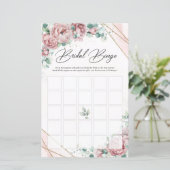 Papier Boho vert floral brun cadre doré bingo nuptiale (Debout devant)