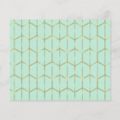 Papier Boho Vert Menthe Hexagone Géométrique Or Save the (Dos)
