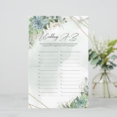 Papier Boho vert succulent eucalyptus or Mariage A-Z (Debout devant)
