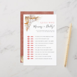 Papier Boho Watercolor Baby shower Jeu Maman Ou Papa