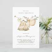 Papier Boho Watercolor Clothesline Baby Brunch Invitation (Debout devant)