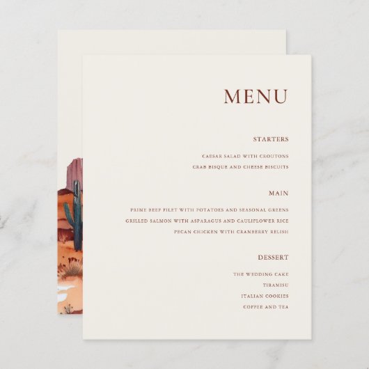 Papier Boho Watercolor Desert Mariage (Devant / Derrière)