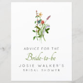 Papier Boho Widflower Conseil pour la mariée à être signe (Devant)