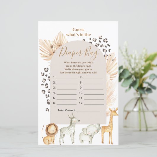 Papier Boho Wild Animals Devinez ce qu'il y a dans le sac (Debout devant)