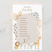 Papier Boho Wild Animals Prières pour Baby Sign (Devant / Derrière)