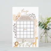 Papier Boho Wild Animaux baby shower Bingo Jeu (Debout devant)