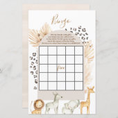 Papier Boho Wild Animaux baby shower Bingo Jeu (Devant / Derrière)