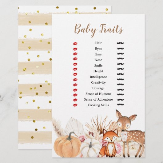 Papier Boho Woodland Citrouille Baby Traits Jeux (Devant / Derrière)