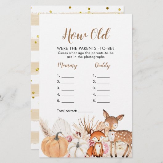 Papier Boho Woodland Citrouille Quel âge avaient les pare (Devant / Derrière)