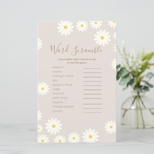 Papier Boho Word Scramble Game Daisy Floral (Debout devant)