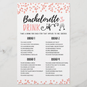 Papier BOIRE modifiable SI Bachelorette, partie de la fêt