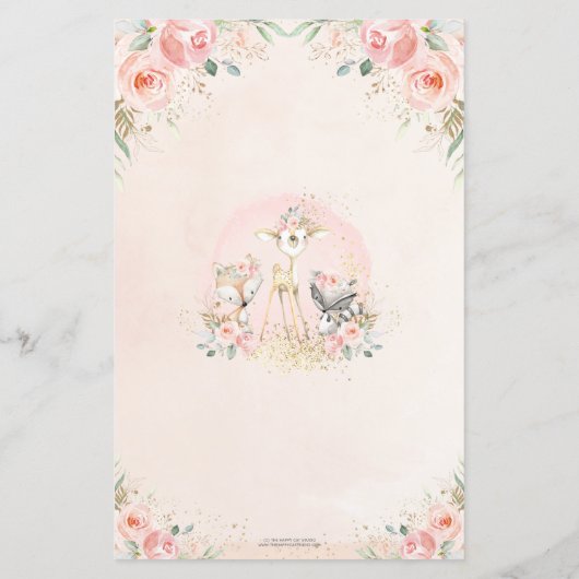 Papier Bois Animal Blush Floral Trouvez le jeu invité (Dos)