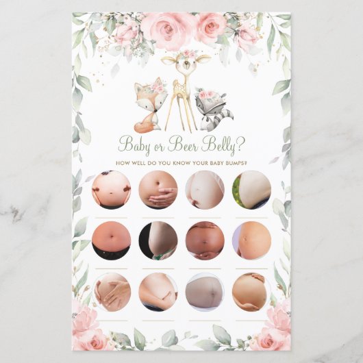 Papier Bois animal floral bébé ou bières jeu de ventre (Devant)