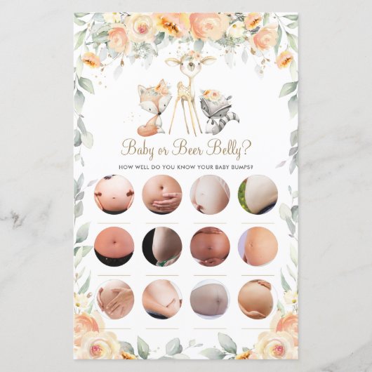 Papier Bois animal floral bébé ou bières jeu de ventre (Devant)