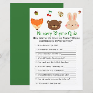 Papier Bois animal Nursery Rhyme Quiz bébé showergame