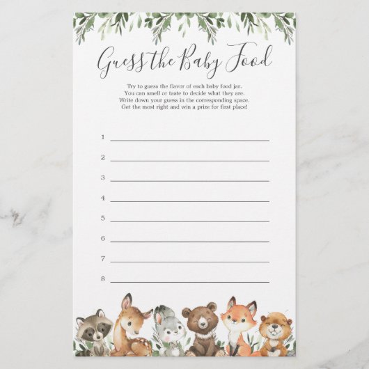 Papier Bois Animaux Baby shower Devinez La Nourriture Béb (Devant)